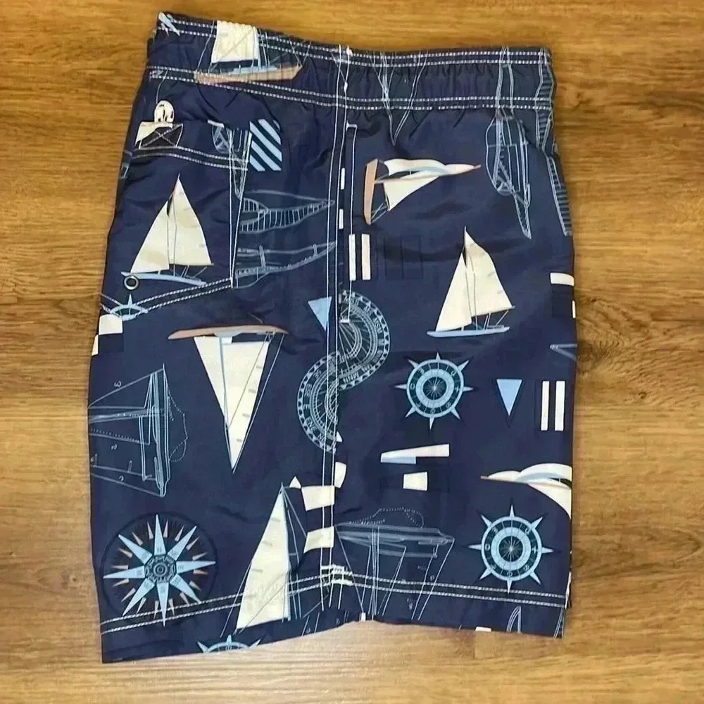 Lands’ End Men’s Large Boat Nautical Swim Trunks